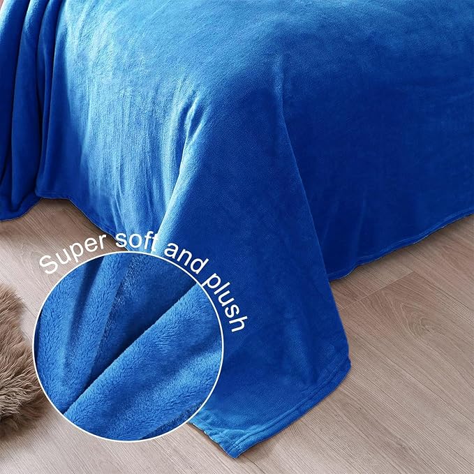Exclusivo Mezcla Fleece Cobalt Blue Throw Blanket - Image 6