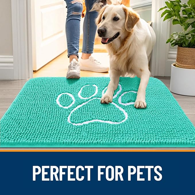 OLANLY Dog Door Mat for Muddy Paws 40x32, Paw Print Design, Absorbs Moisture - Image 6