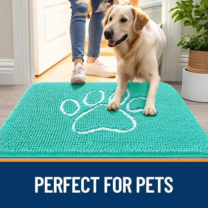 OLANLY Dog Door Mat for Muddy Paws 24x16, Paw Print Design, Absorbs Moisture - Image 6