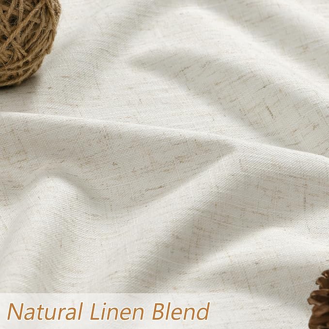 Guken Cream 100% Blackout Linen Curtains 72 Inch Length 2 Panels Set - Image 5