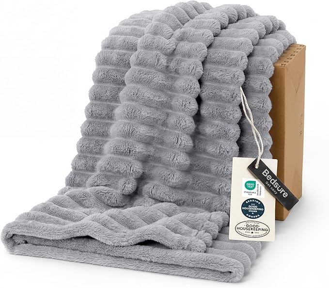 Bedsure GentleSoft Grey Throw Blanket by BEDSURE