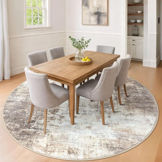 IOHOUZE Abstract Round Area Rug 8 Ft Washable Circle Rugs Large Round Rug Non - Image 2