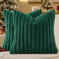 decorUhome Fall Faux Fur Throw Pillow Covers 22x22 Set of 2 Christmas Green | by decorUhome