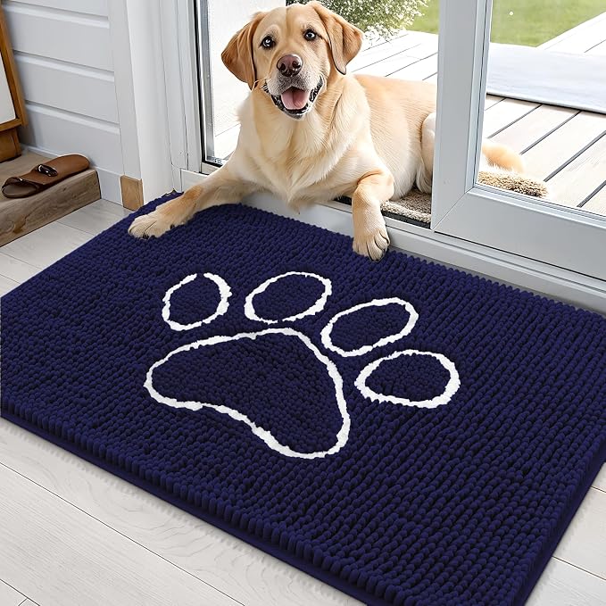 OLANLY Dog Door Mat for Muddy Paws 36x24, Paw Print Design, Absorbs Moisture by OLANLY