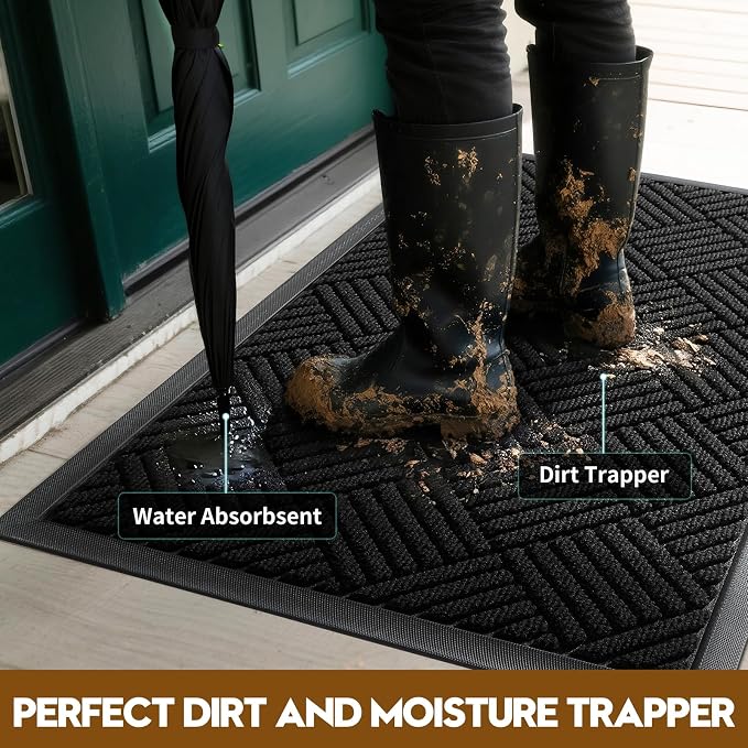 Front Door Mat, Heavy Duty Waterproof Doormat 61.5"x36", Stain Fade Resistant - Image 3