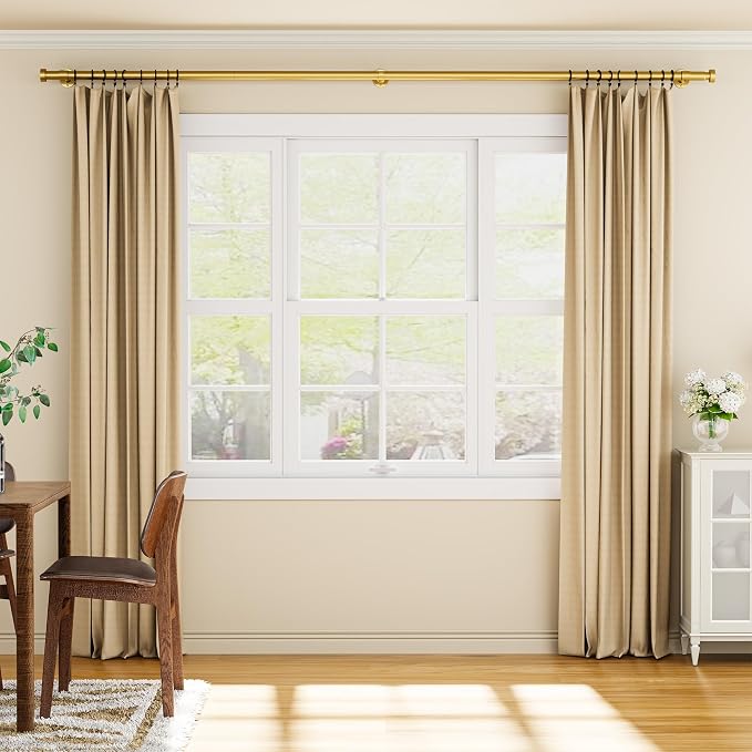 YaFex Heavy Duty Curtain Rods 32-120 Inch, 1 Inch Adjustable Gold Curtain Rod - Image 9
