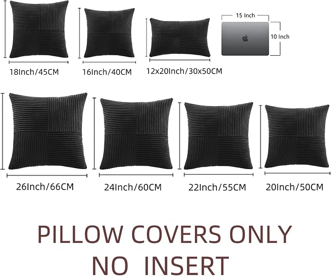 Fancy Homi 2 Packs Black Decorative Throw Pillow Covers 16x16 Inch - Image 7