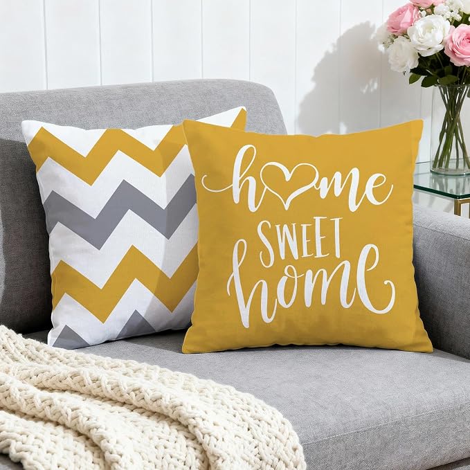 Hexagram Geometric Yellow Pillow Covers 16x16 Set of 4, Decorative Outdoor Boho - Image 2