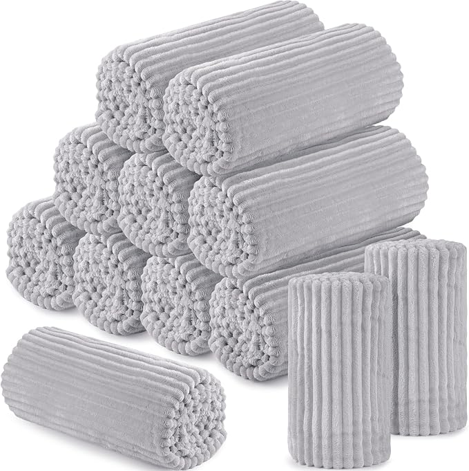 Buryeah 12 Pcs Flannel Throw Blanket Bulk 50 x 60 in Sleepover Blanket Outdoor by Buryeah