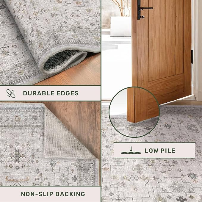 Light Grey 2x7 Boho Bathroom Runner Rug - Image 5