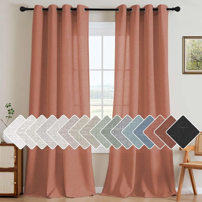 H.VERSAILTEX Linen Curtains Home Decorative Nickel Grommet Semi Sheer Curtains by HVERSAILTEX