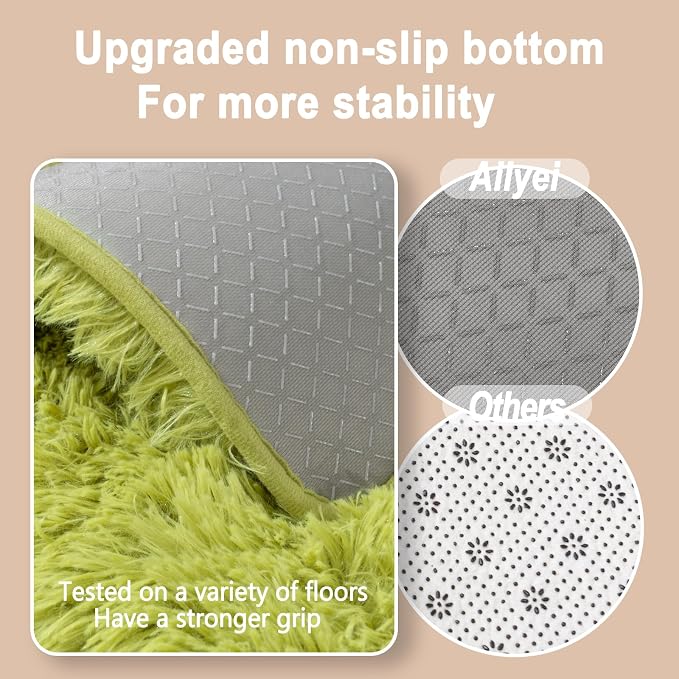 Soft Runner Rugs for Bedroom Hallways, 2x6 Grass Green Fluffy Shag Throw Area - Image 2