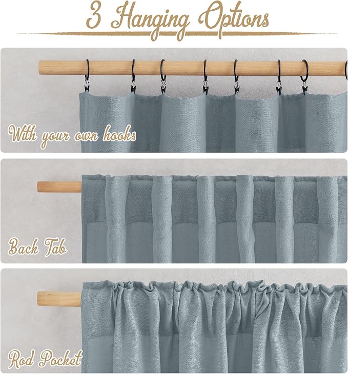 NICETOWN Linen Blend Mist Blue Curtains - Image 4