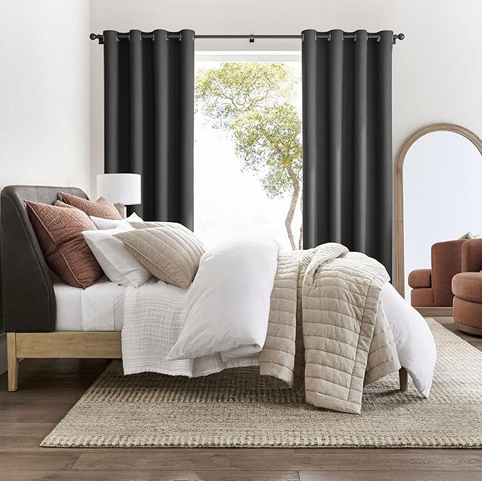 NICETOWN Room Darkening Draperies Curtains Panels, 2 Panels Grey W52 x L96 - Image 2