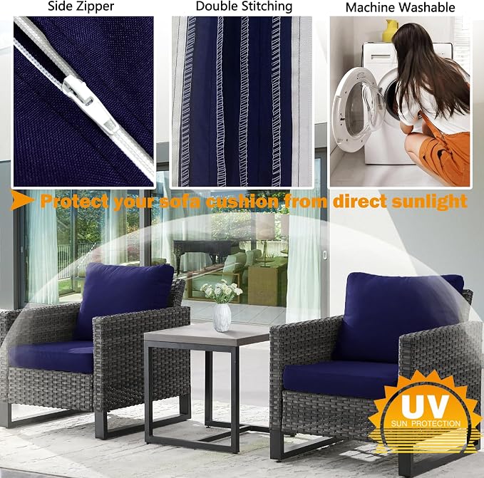 Sqodok Patio Cushion Cover 24x24 inch, Outdoor Seat Cushion Slip Cover - Image 4
