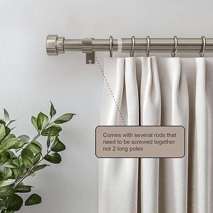 Lootkell Modern Brushed Nickel Curtain Rods - Image 4