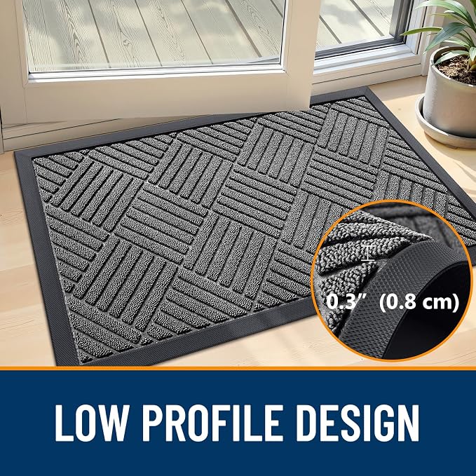 OLANLY Front Door Mat Outside Entrance 47x17, Heavy Duty Sturdy Natural Rubber - Image 4