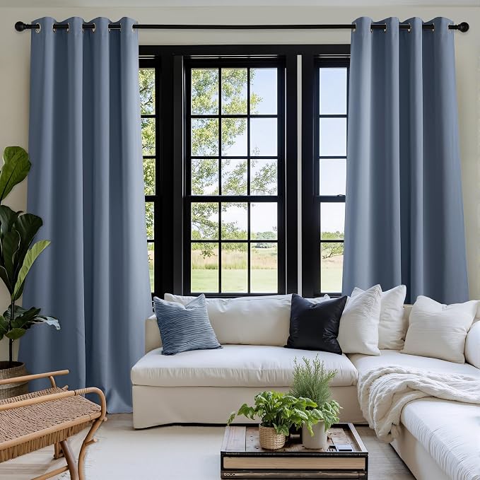 NICETOWN Room Darkening Draperies Curtains Panels, 2 Panels Stone Blue W52 x L63 - Image 8