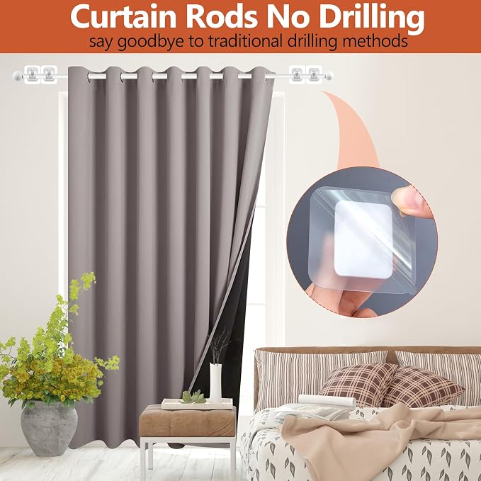 Curtain Rods No Drilling for Windows, 5/8 Inch Diameter Drapey Pole - Image 2