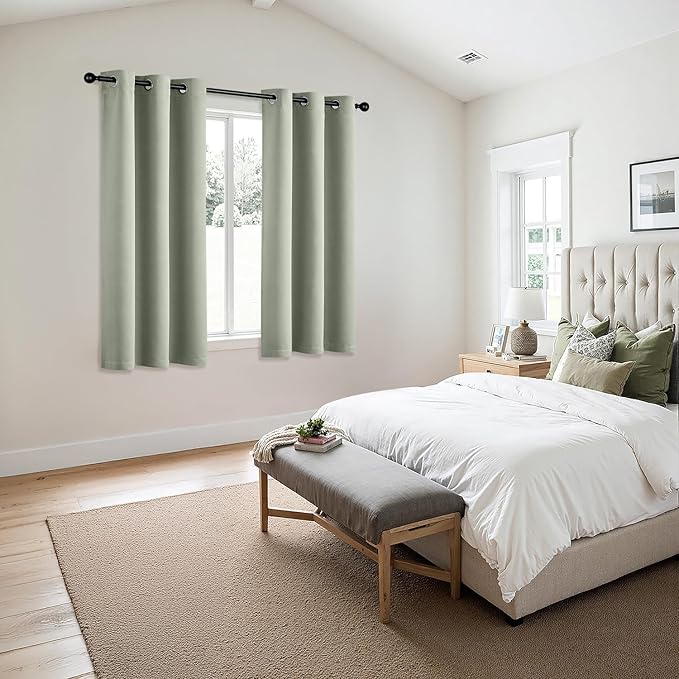 MIULEE Blackout Curtains for Bedroom 2 Panels 34 x 45 Inch Long Sage Green | - Image 6