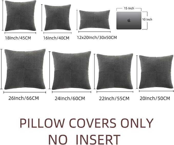 Fancy Homi 2 Packs Dark Gray Decorative Throw Pillow Covers 18x18 Inch - Image 8