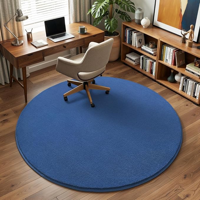 Amearea Blue Round Area Rugs 4ft Washable Circle Rugs - Image 8