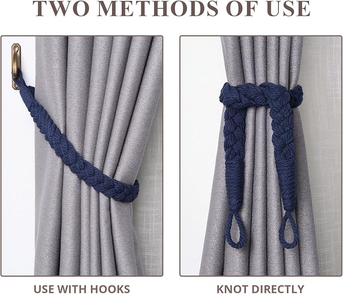 NICEEC 2 Pack Natural Cotton Rope Curtain Tiebacks Elegant Boho Style - Image 5