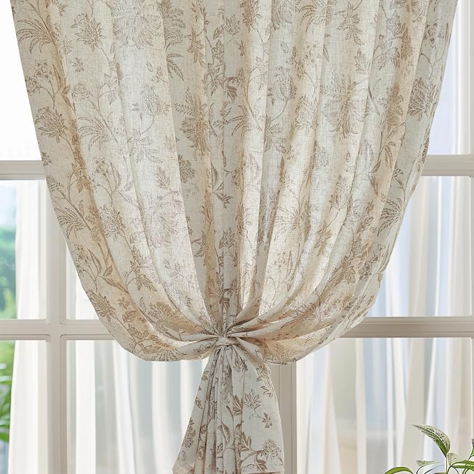 jinchan Linen Floral Curtains for Living Room - Image 6