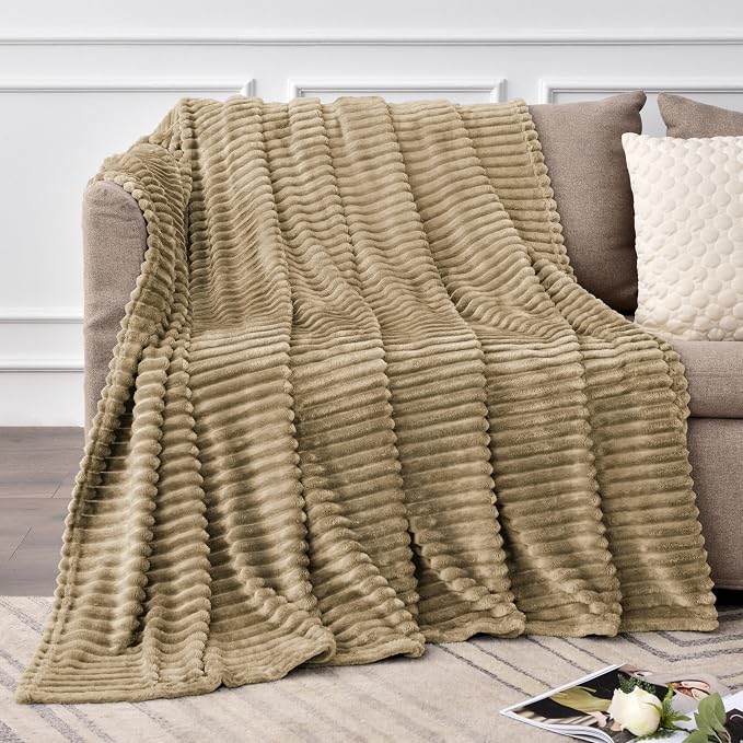 BEDELITE Fleece Blanket Twin Size – 3D Ribbed Jacquard Soft and Warm Decorative - Image 2
