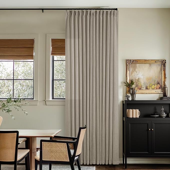 102 Inch Long Curtains Pinch Pleat Linen Curtains Burlywood Birch | Tan Brown - Image 7