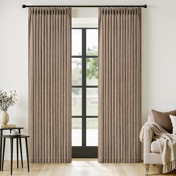 MIULEE Pinch Pleated Thick Linen Curtains 84 Inches Long 2 Panels by MIULEE