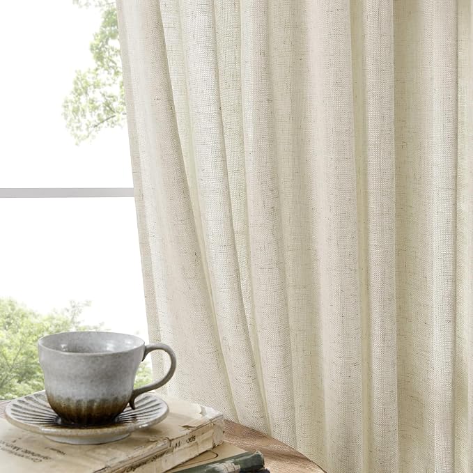 Joydeco Linen Curtains 108 Inch Length 2 Panel Sets, Light Filtering Curtains - Image 4