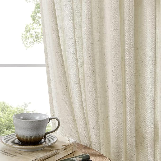 Joydeco Linen Curtains 84 Inch Length 2 Panel Sets, Light Filtering Curtains - Image 3