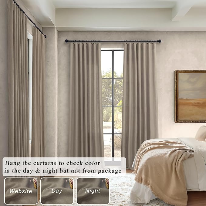 Extra Long Curtains 2 Panels Set Dark Taupe Linen Curtains 108 inches Long - Image 6