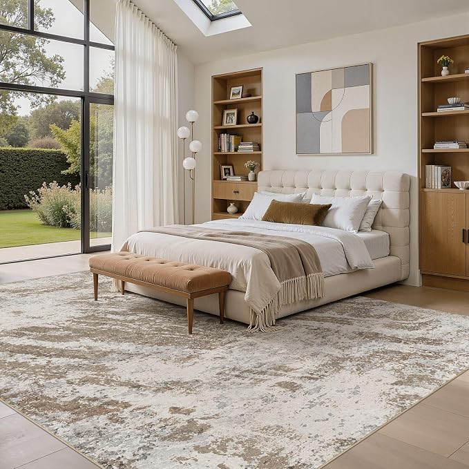 DMOYEST 9x12 Washable Area Rug: Abstract Modern Non-Slip Carpet, Soft Low Pile - Image 4