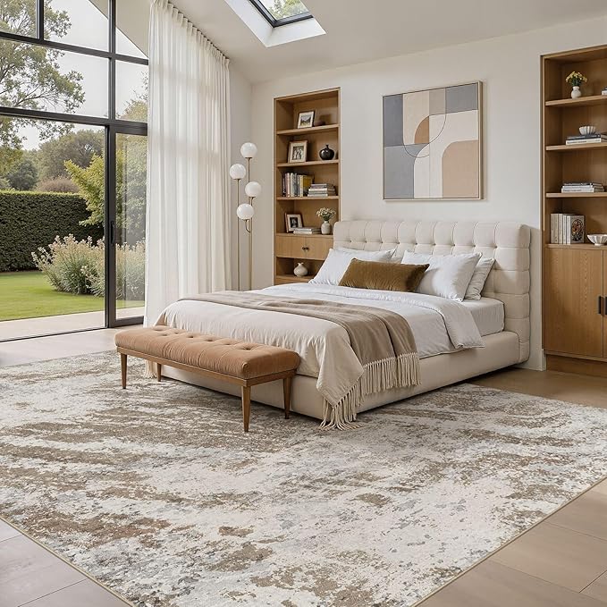 DMOYEST 10x14 Washable Area Rug: Abstract Modern Non-Slip Carpet, Soft Low Pile - Image 4