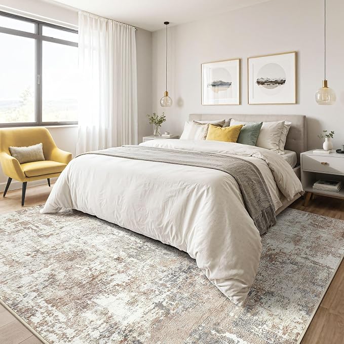 Area Rug Living Room Rugs: 5x7 Washable Large Abstract Modern Soft Stain - Image 4