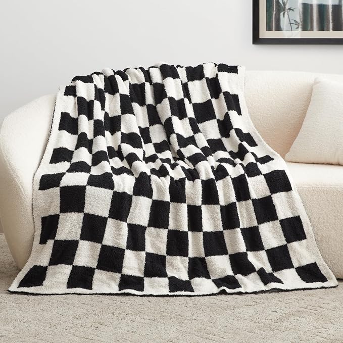 EXQ Home Checkered Throw Blanket, Knitted Blankets - Image 3