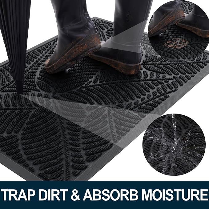 Colorxy Waterproof Doormat, Sturdy Natural Rubber Front Indoor Mat, Non Slip - Image 2