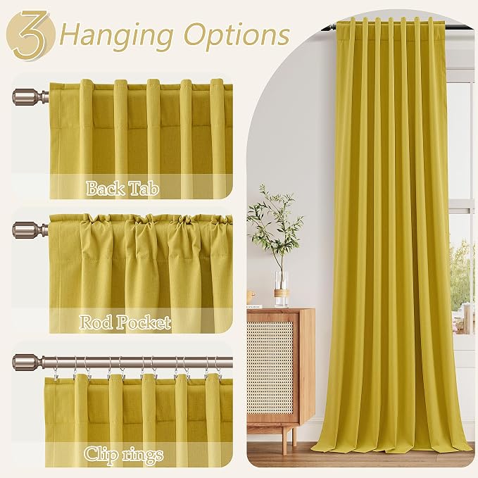 Guken 100% Blackout Curtains 108 Inch Length 2 Panels Set - Image 4