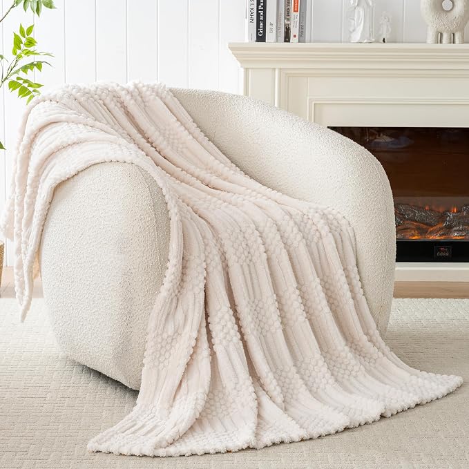 50x70 Inch Beige Throw Blanket - Image 7