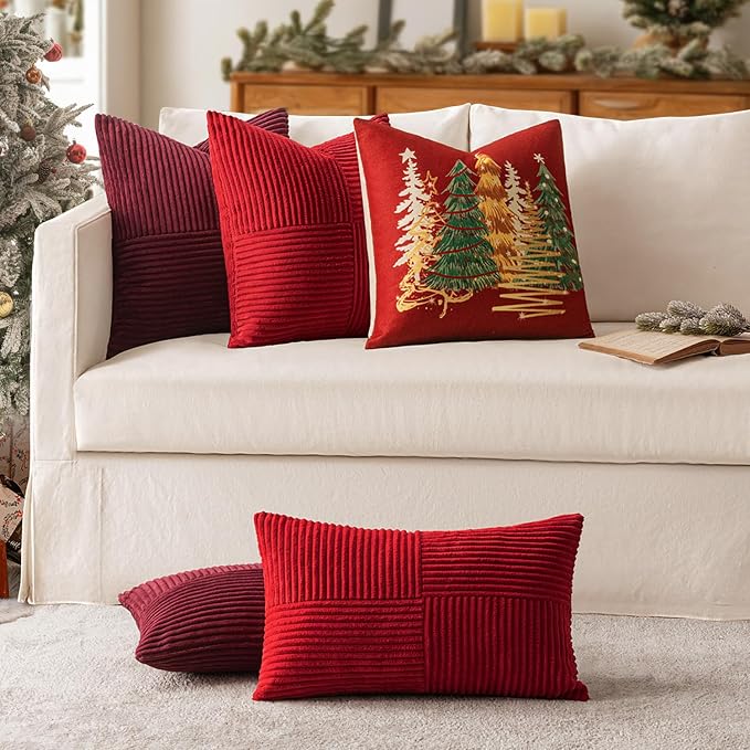 MIULEE Christmas Red Decorative Lumbar Throw Pillow Covers 12x20 Inch - Image 5