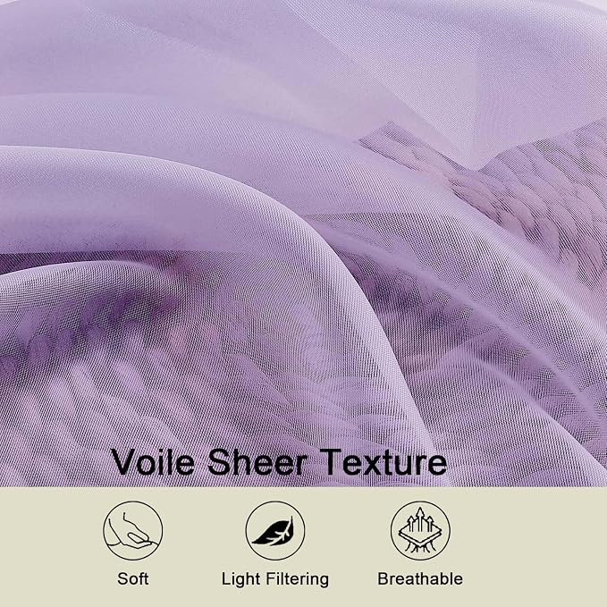 Extra Long Sheer Lavender Curtains - Image 3