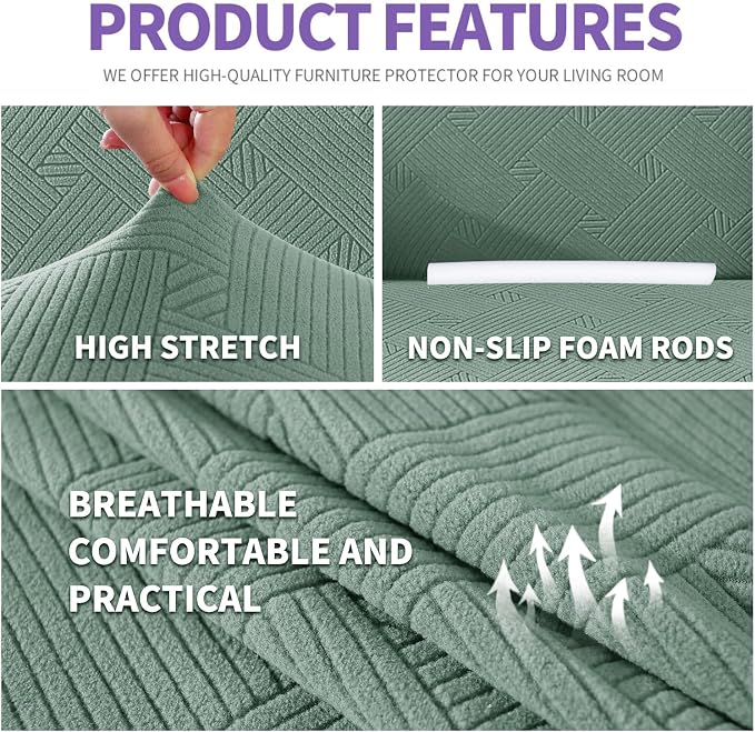 ZNSAYOTX Super Stretch Couch Cover, New Striped Sofa Covers Fitted Slipcovers - Image 4
