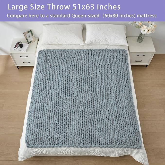 Bigacogo Chunky Knit Throw Blanket - Image 5