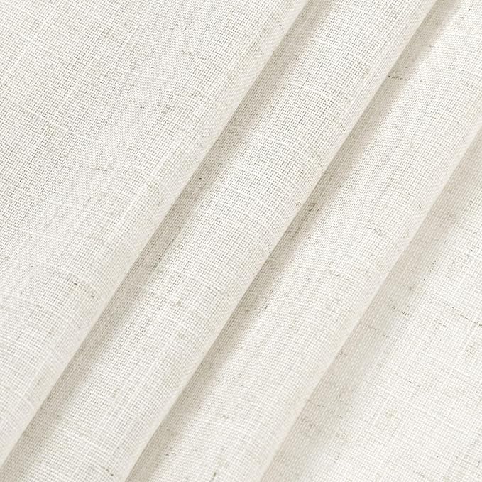 Nanspring Cream 36 Inch Length Kitchen Curtains Linen Blend Back Tab Privacy - Image 7