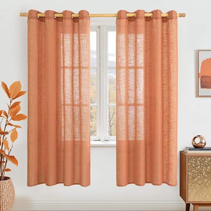 LAMIT Burnt Orange 78 inch Linen Curtains by LAMIT