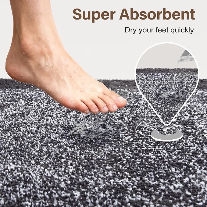 48x24 Long Bathroom Rugs Washable Non Slip, Dark Grey Bath Mat - Image 7