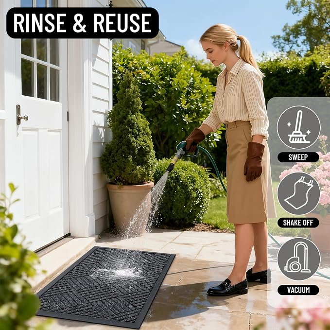 OLANLY Front Door Mat Outside Entrance 35x23, Heavy Duty Sturdy Natural Rubber - Image 7