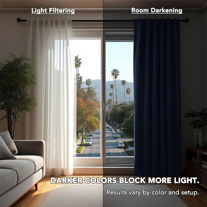 Deconovo Blackout Curtains, Thermal Insulated, W38 x L45 2 Panels, Back Tab - Image 3